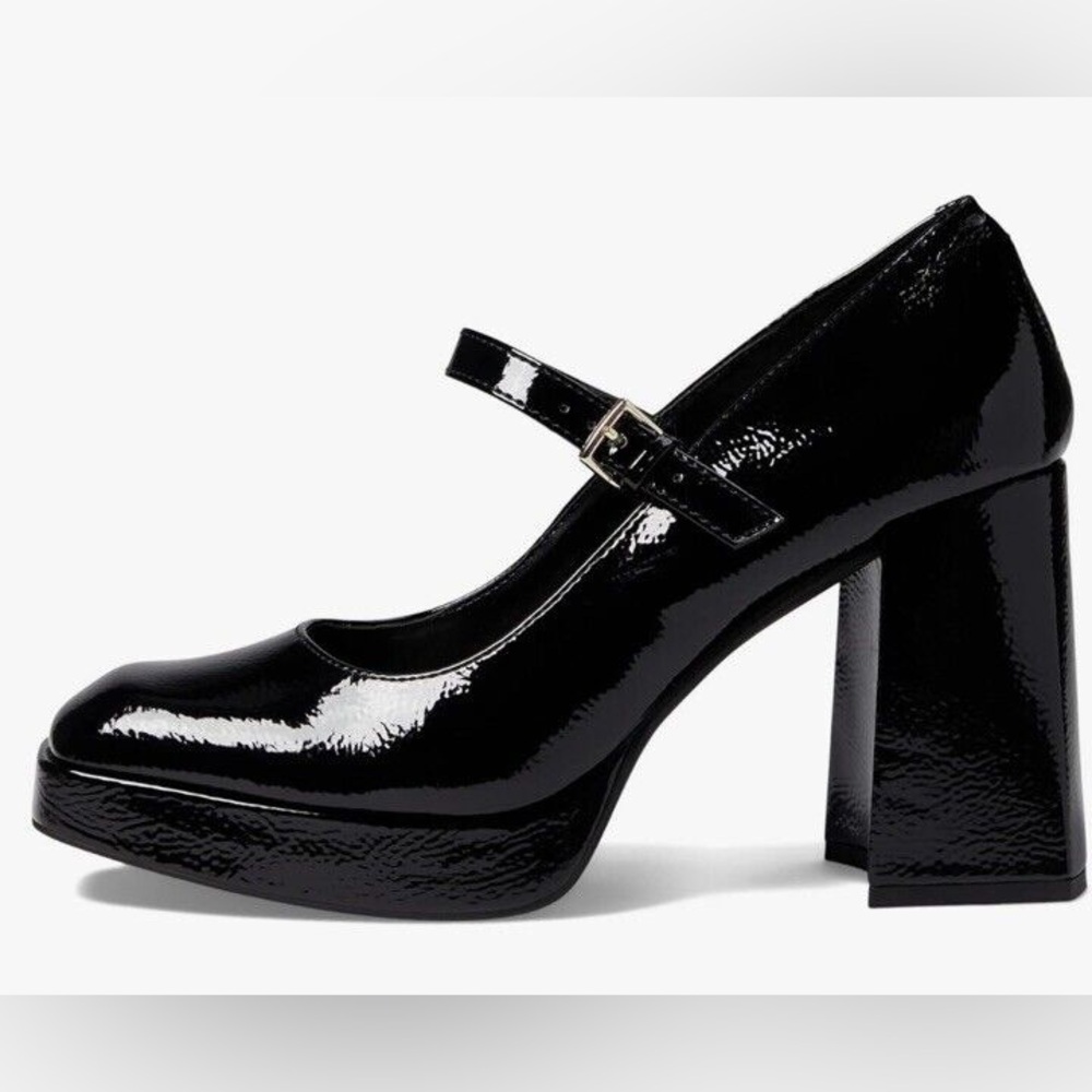 Black Patent Leather Mary Jane Block Heels